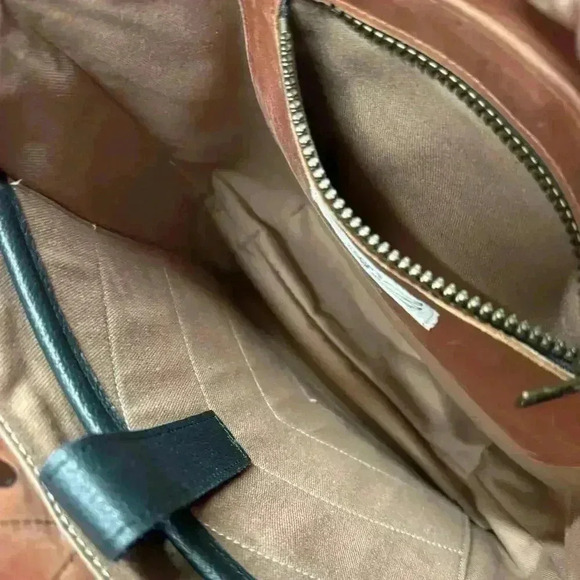 ORNAS LEATHER Mini SWAN Red Cognac Everyday leather backpack Button Zip Closure - Picture 14 of 16